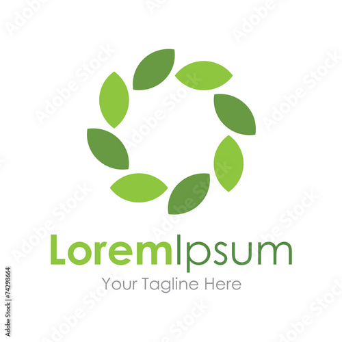 Green leaf eco nature circle concept elements icon logo