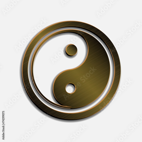 illustration of bronze metallic Jin Jang, white background