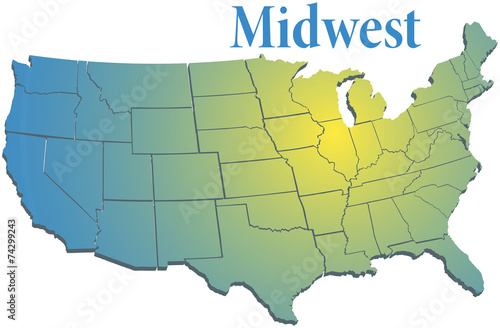 US states Regional MidWest map