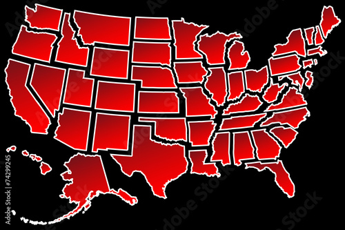 US Map 50 United States borders