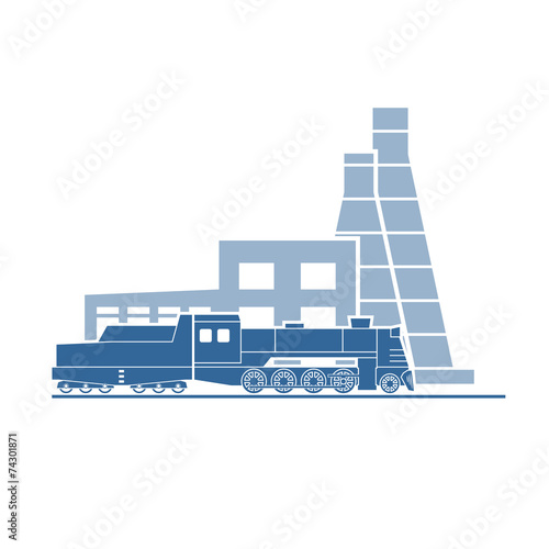 Steam locomotive at industrial plant