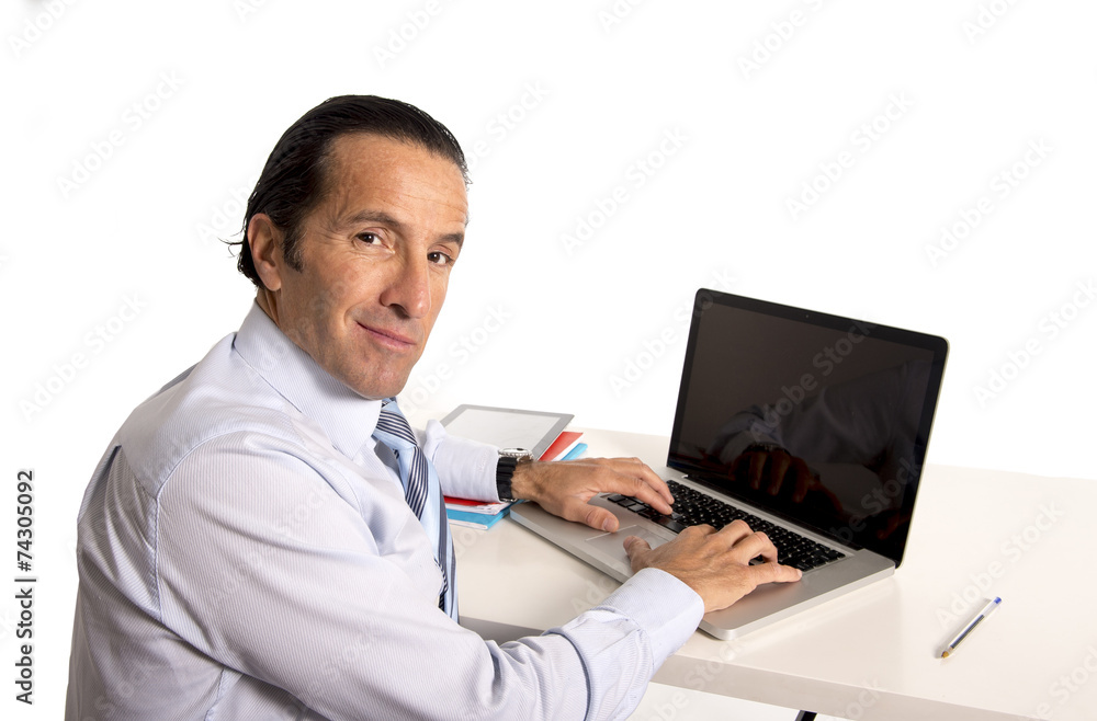 senior businessman working on computer at office confident senior businessman working on computer at office confident