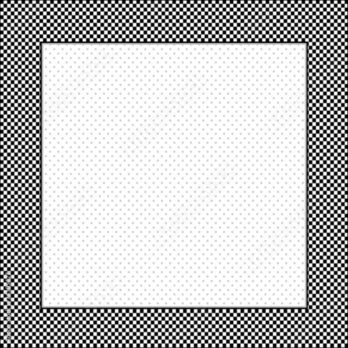 Frame, black, white gingham check, square polka dot copy space