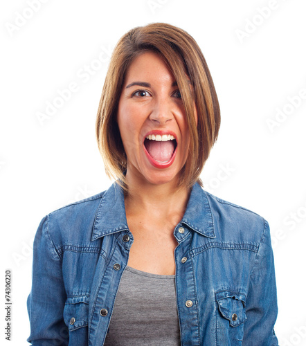 young cool woman shouting photo