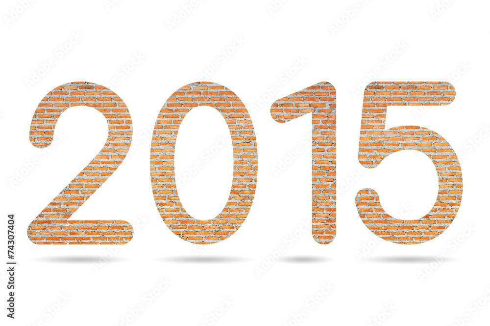 2015 numeric from Thai Red brick wall background 2015 numeric from Thai Red brick wall background
