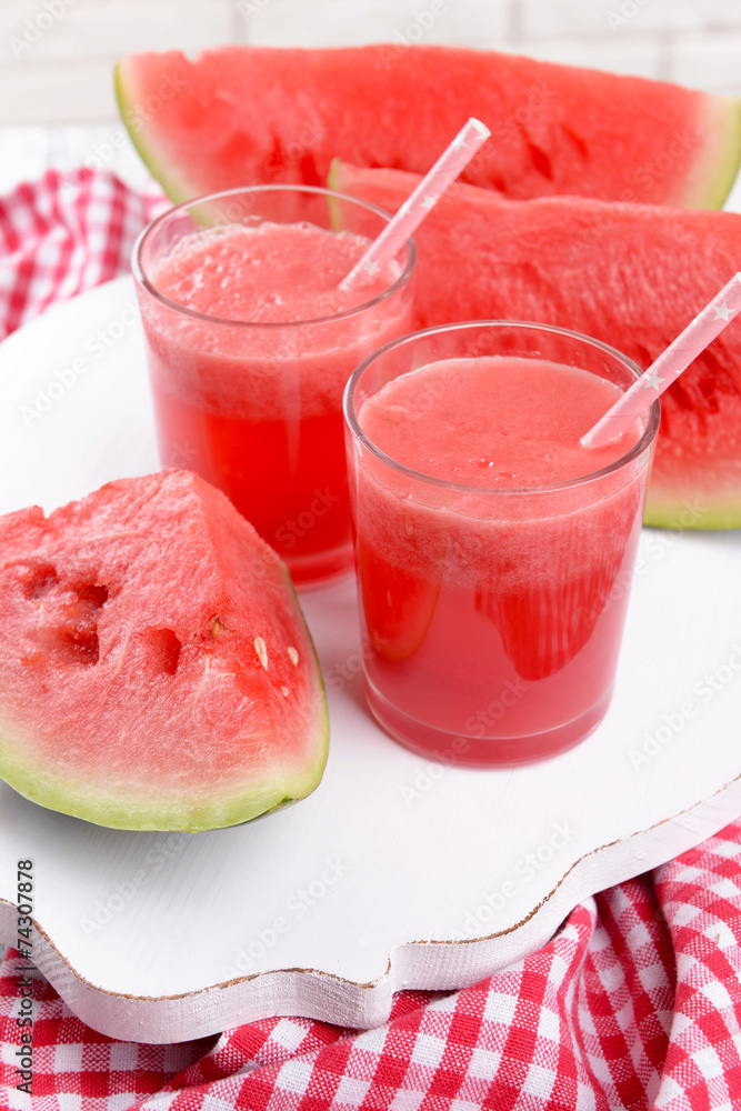 Juicy watermelon on table close-up