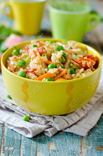 Pilaf with chicken and vegetables