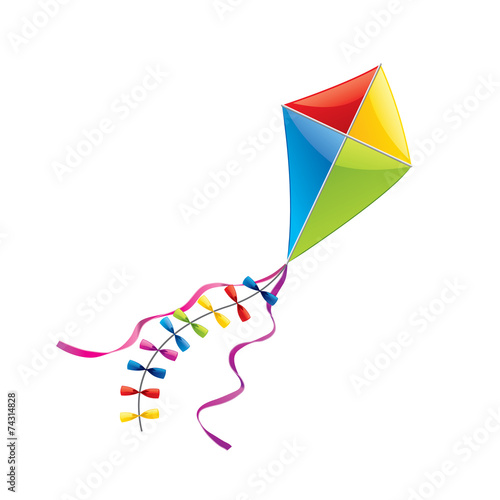 Flying kite isolated on white vector