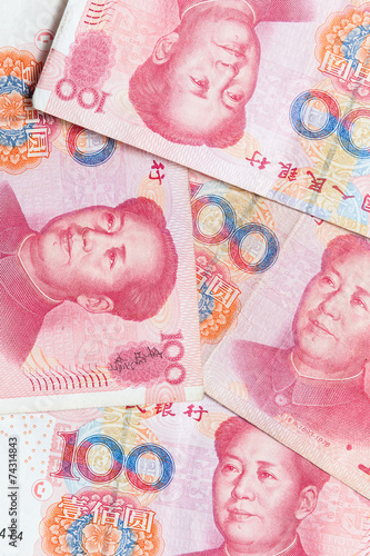 Modern Chinese yuan renminbi banknotes photo