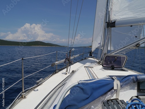 A yacht sailing in the Adriatic sea of Croatia
