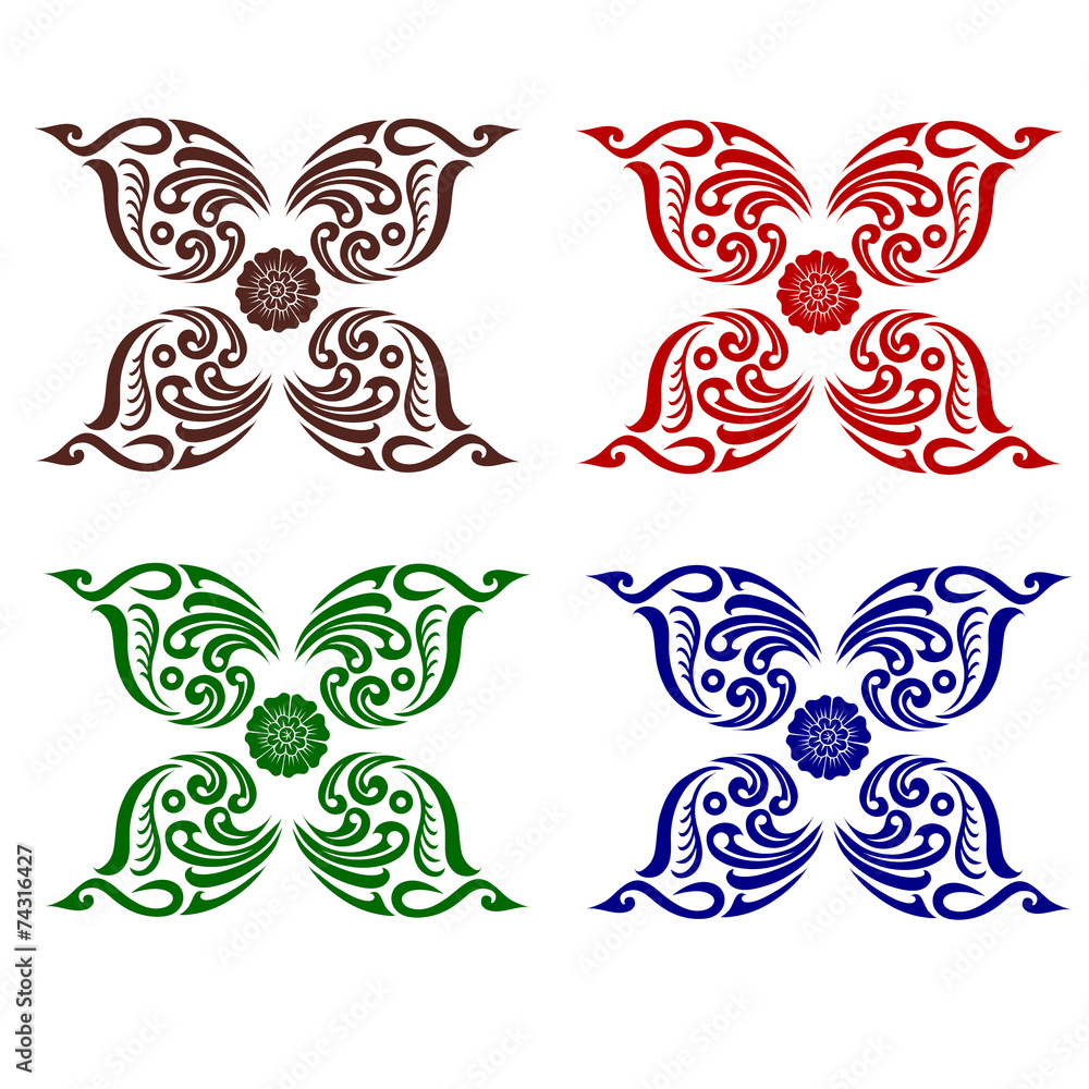 Obraz premium Line Thai art pattern vector illustration