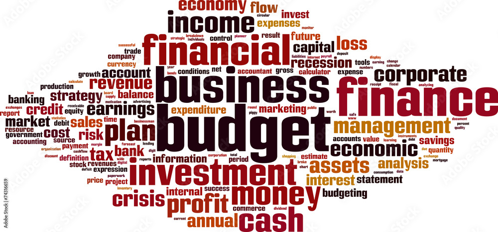Naklejka premium Budget word cloud concept. Vector illustration