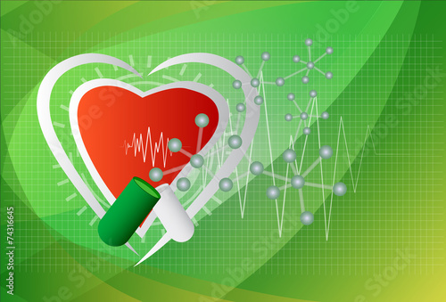 Digital illustration of heart in colour background, vector.