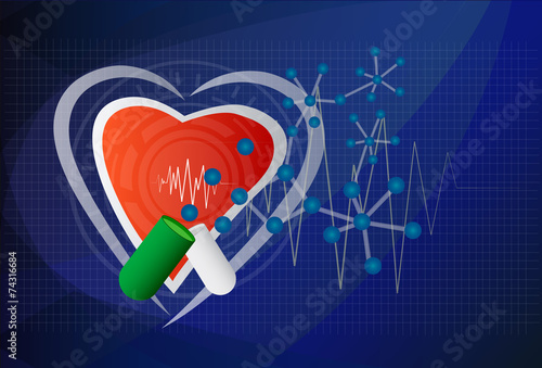 Digital illustration of heart in colour background, vector.