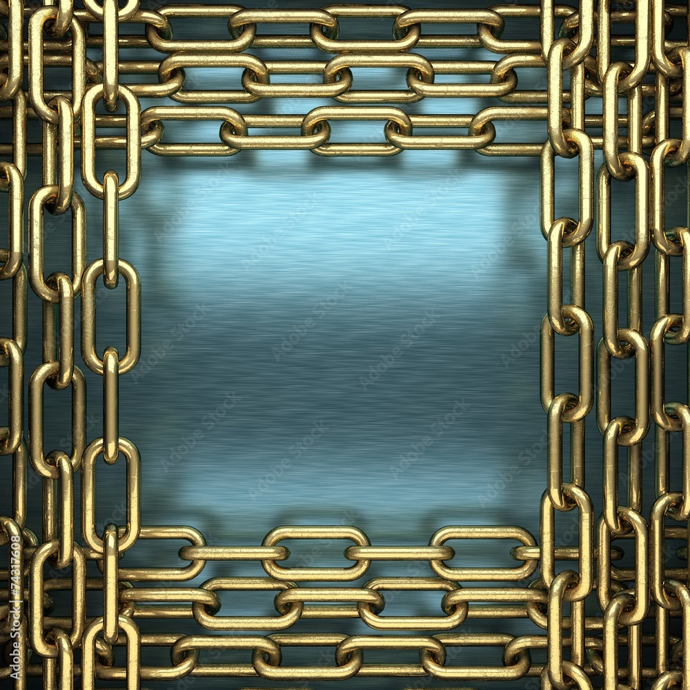 blue metal background with yellow element