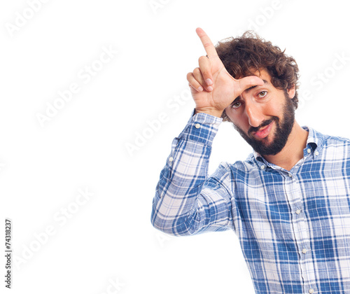 young man looser gesture
