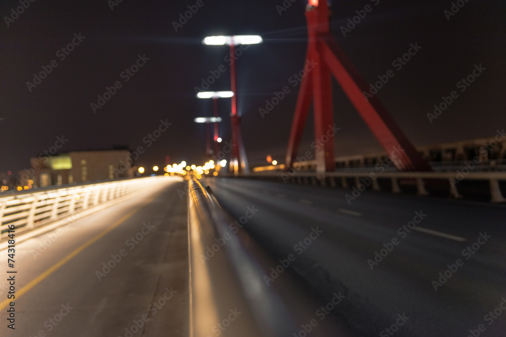 Empty bridge at night