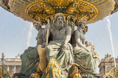 La Fontaine des Fleuves fountain at Place de la Concord, Paris.