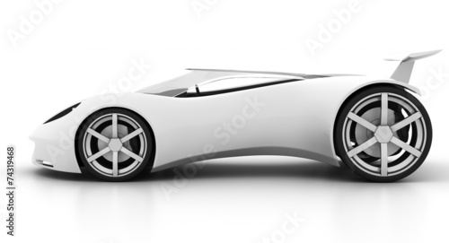 white futuristic concept sport car on isolated white background