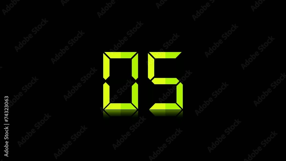 One minute timer with digital numbers on black One minute timer with digital numbers on black