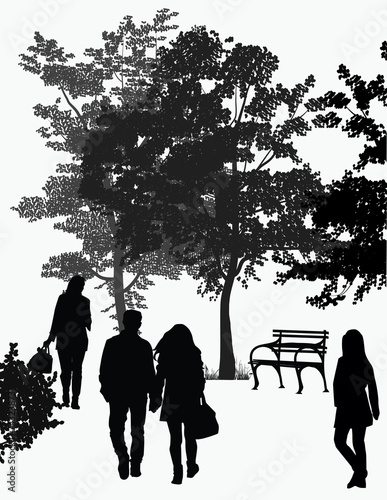 people walk in the park