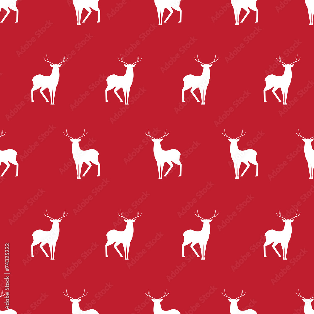 Vector red deer minimalistic silhouette seamless pattern