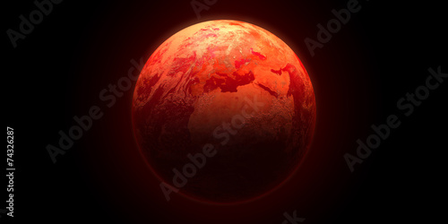 Planet earth. 3D render. The planet on a black background. photo