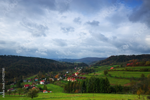 The village in the Bieszczady Mountains