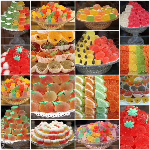 images of various gelatin sweets from italian pastry shops