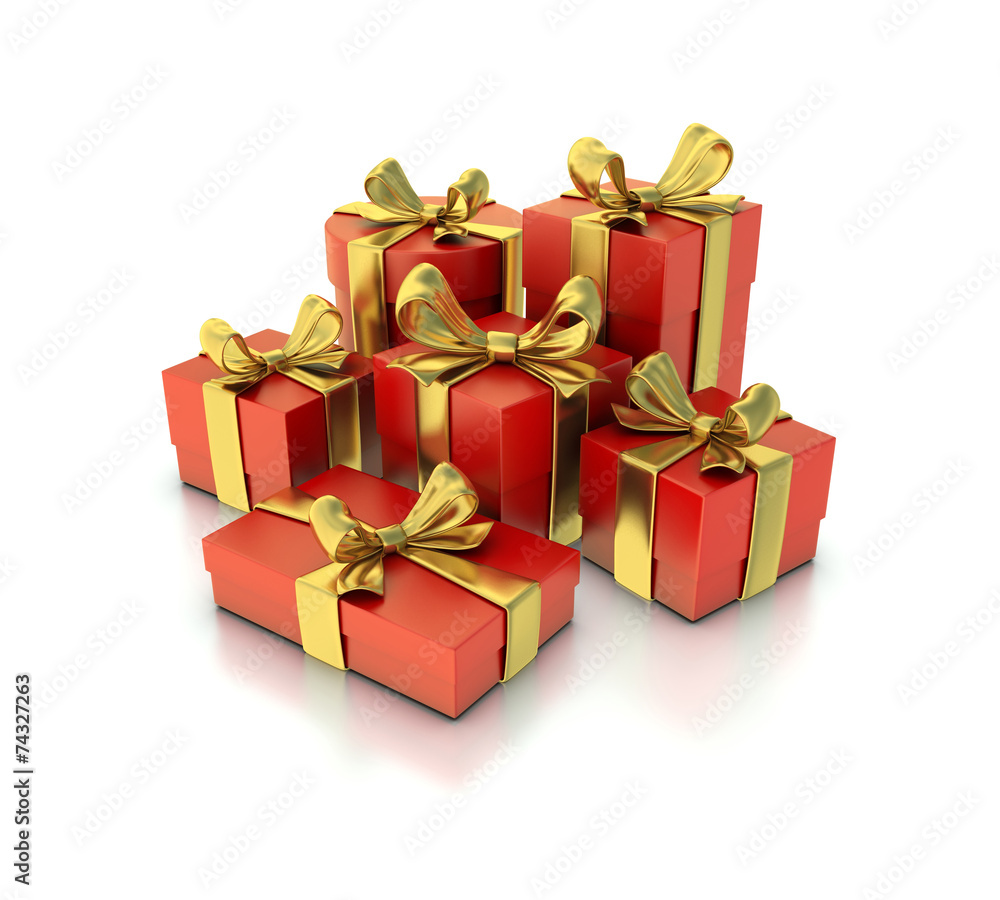 Obraz premium Gift boxes with ribbons on white