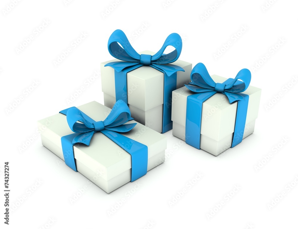 Obraz premium Gift boxes with ribbons on white