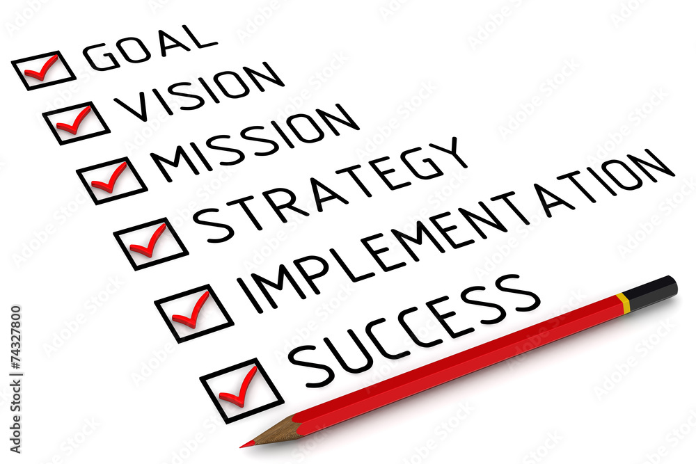 Goal, vision, mission, strategy, implementation, success Goal, vision, mission, strategy, implementation, success