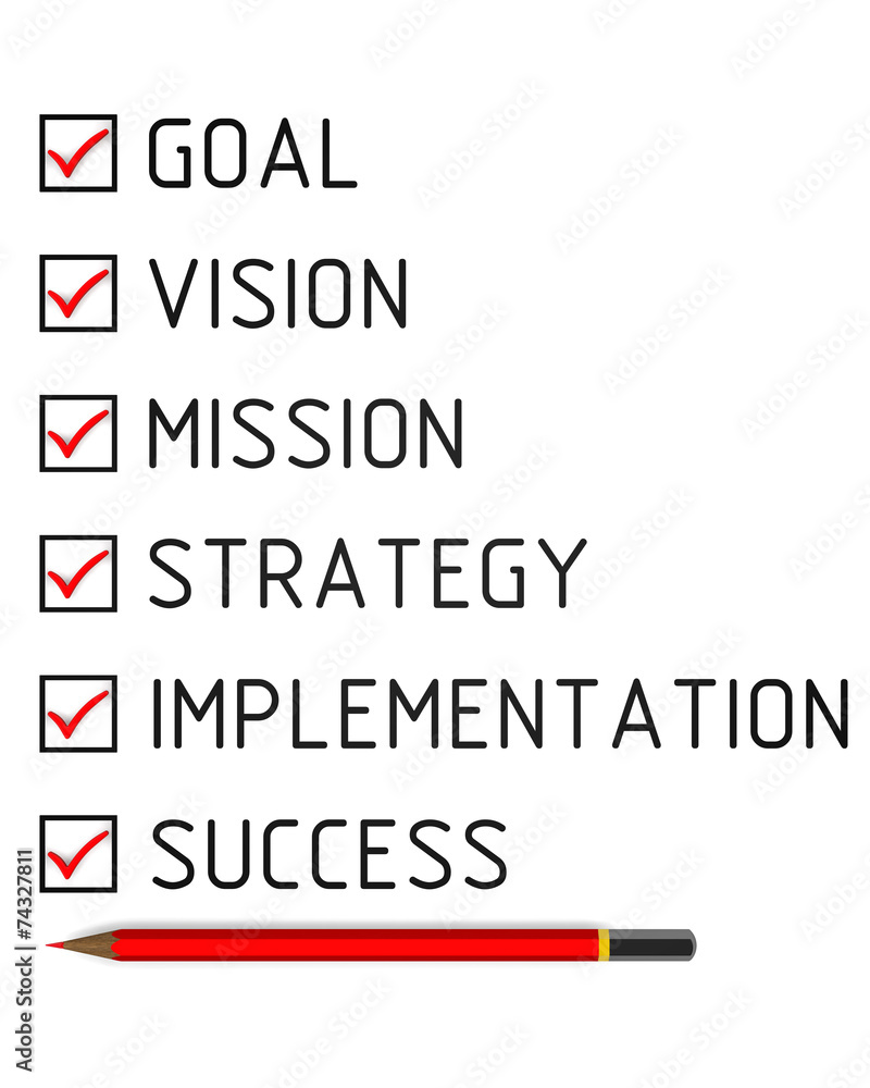 Goal, vision, mission, strategy, implementation, success Goal, vision, mission, strategy, implementation, success