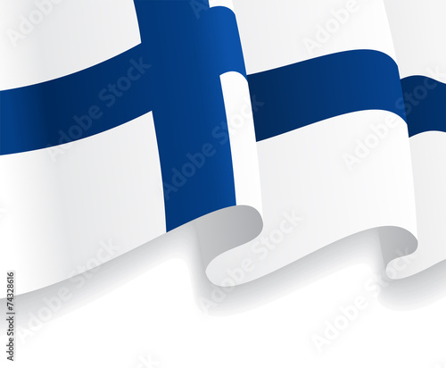 Background with waving Finnish Flag. Vector