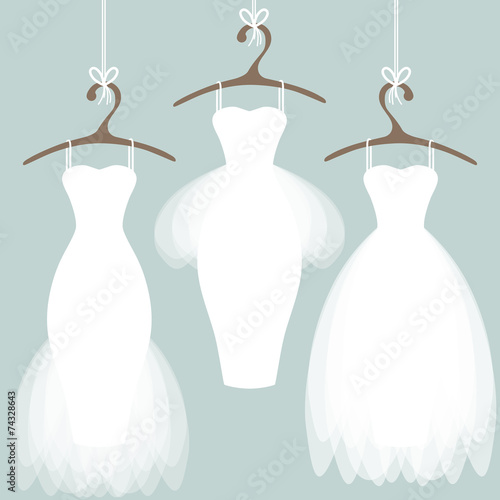 Wedding dresses on hangers
