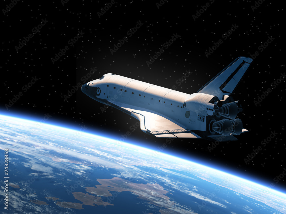 Fototapeta premium Space Shuttle Orbiting Earth