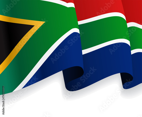 Background with waving South Africa Flag. Vector