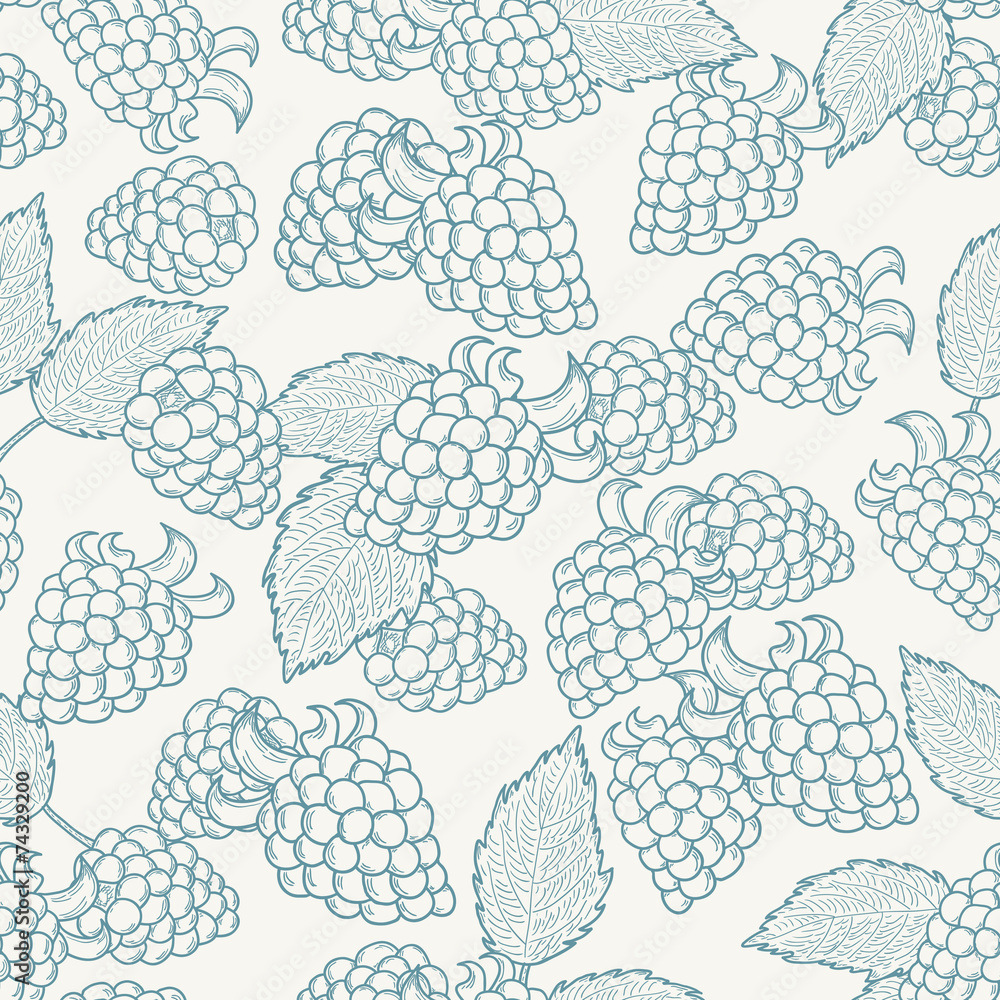 Doodle outline blackberries seamless pattern Doodle outline blackberries seamless pattern
