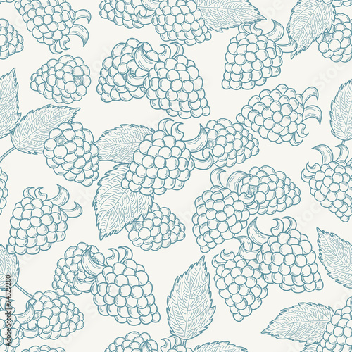 Doodle outline blackberries seamless pattern