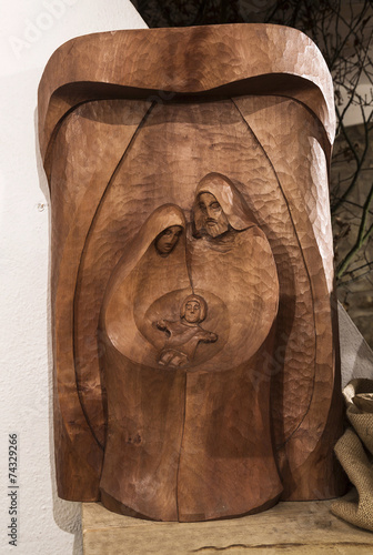 Picture of wooden Nativity Scene, handcarved photo