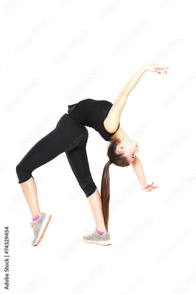 Flexible girl isolated on white