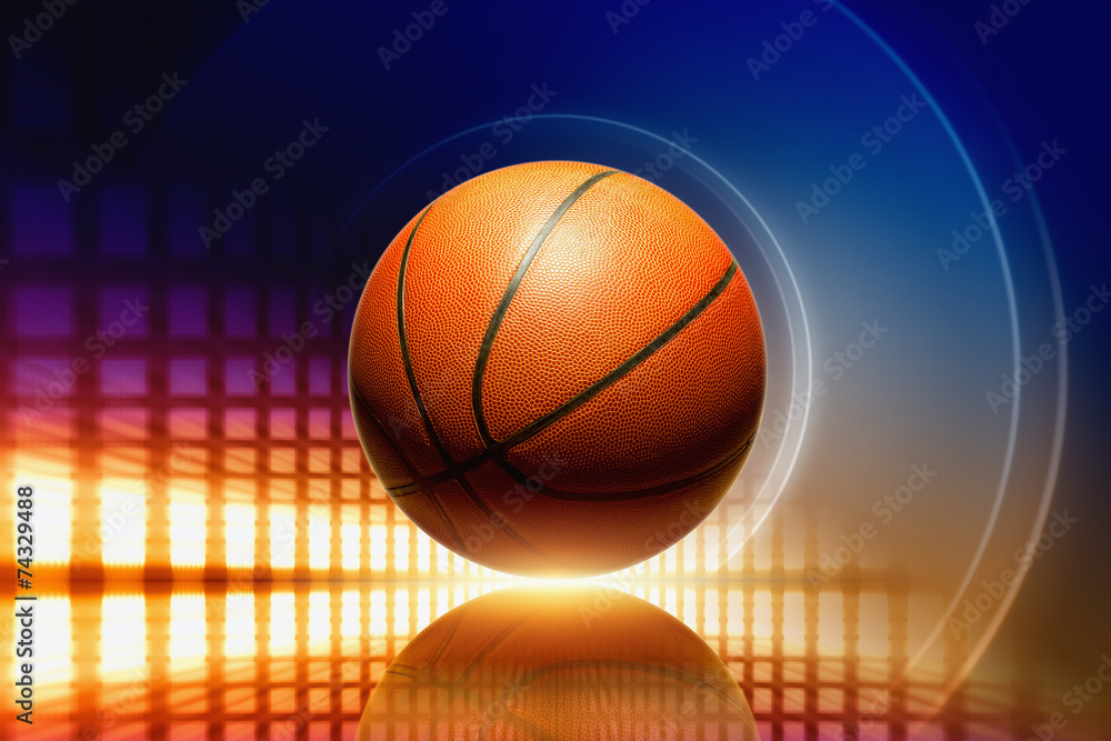 Obraz premium Basketball with reflection