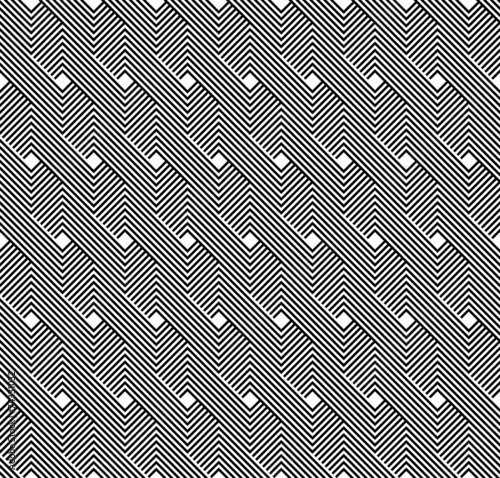 Black and white geometric seamless pattern with line.