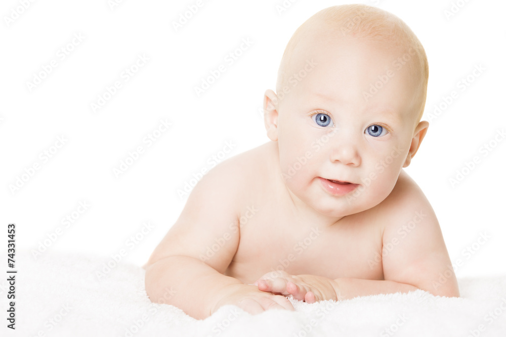 Baby Portrait, Little Child Boy Kid over White Background Baby Portrait, Little Child Boy Kid over White Background