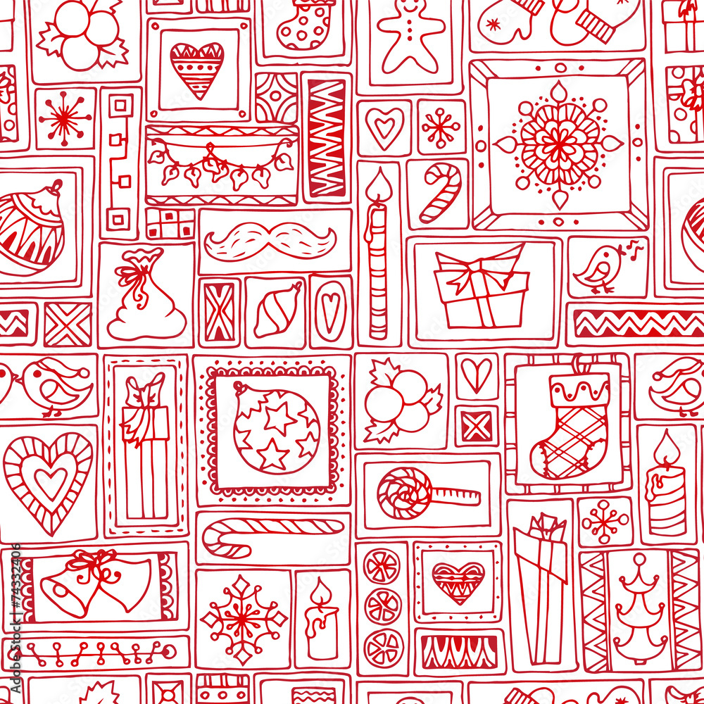 Red seamless Christmas and New Year pattern Red seamless Christmas and New Year pattern