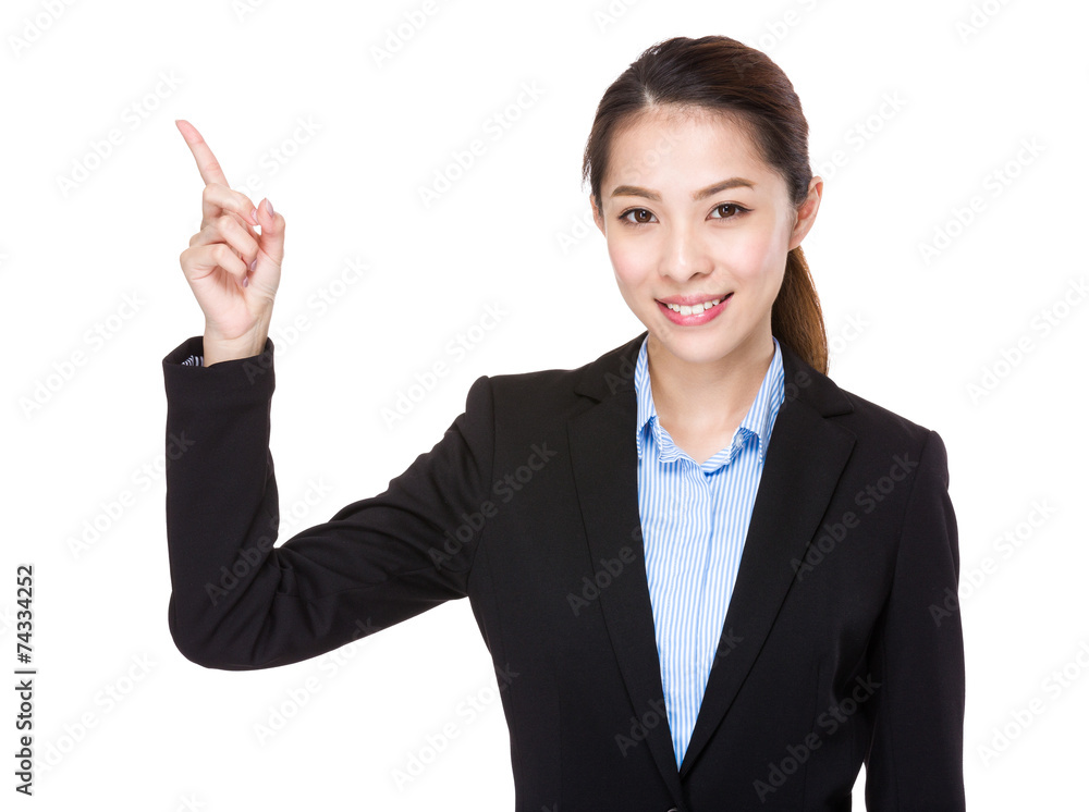 Businesswoman with finger point up Businesswoman with finger point up