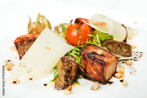 salad with salmon and seafood