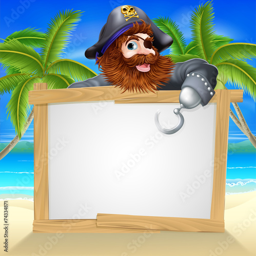 Cartoon pirate beach sign