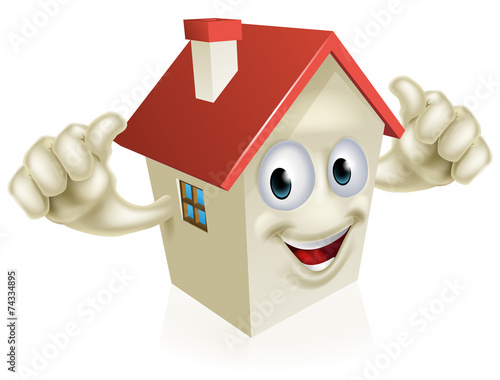House cartoon thumbs up mascot