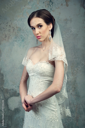 beautiful young girl in a wedding dress